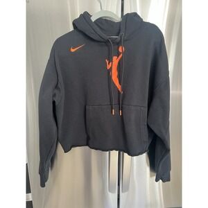 Nike Basketball Cropped Hoodie Women's XL Black Orange Logo Sweatshirt
